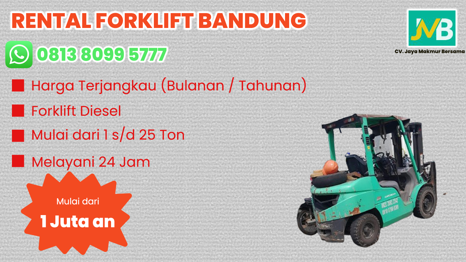 WA 081380995777 Sewa Forklift Jatinangor, Sumedang, Garut di Bandung